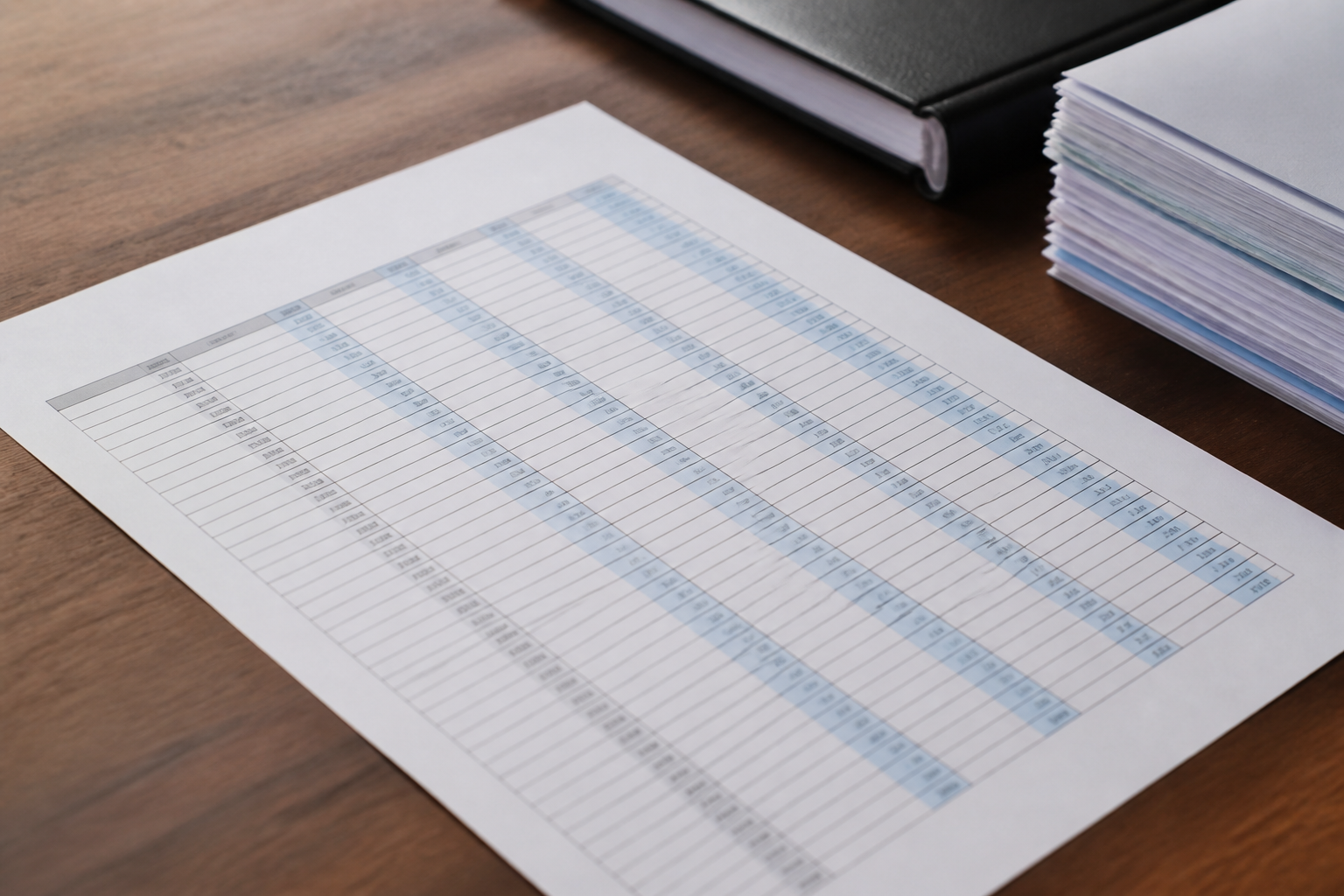 Document papier affichant colonnes chiffres financiers 2025